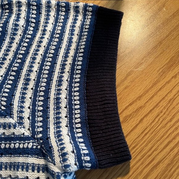 Lane Bryant Plus Size Blue & White Open Weave Short Sleeve Cardigan- Size 26/28 - Picture 3 of 8